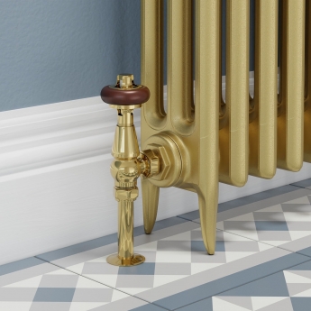 West Faringdon Angled Thermostatic Radiator Valve and Lockshield - Brass