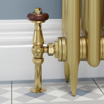 West Faringdon Angled Thermostatic Radiator Valve and Lockshield - Brass