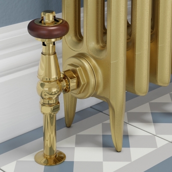 West Faringdon Angled Thermostatic Radiator Valve and Lockshield - Brass