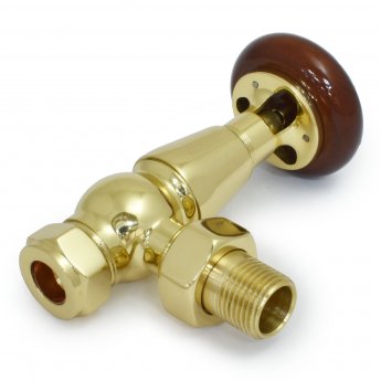 West Faringdon Angled Thermostatic Radiator Valve and Lockshield - Brass