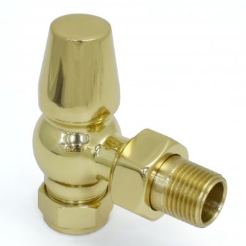 West Faringdon Angled Thermostatic Radiator Valve and Lockshield - Brass