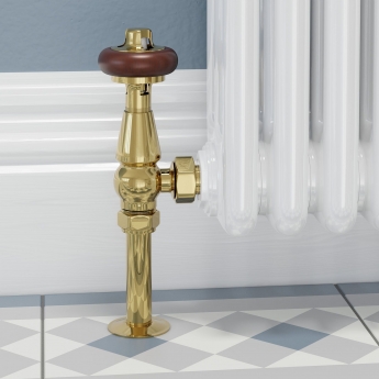 West Faringdon Angled Thermostatic Radiator Valve and Lockshield - Brass