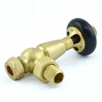 West Faringdon Angled Thermostatic Radiator Valve and Lockshield - Brushed Brass