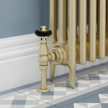 West Faringdon Angled Thermostatic Radiator Valve and Lockshield - Brushed Brass