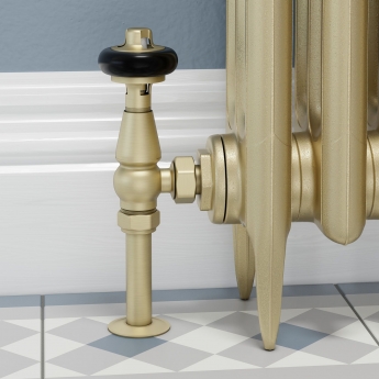 West Faringdon Angled Thermostatic Radiator Valve and Lockshield - Brushed Brass