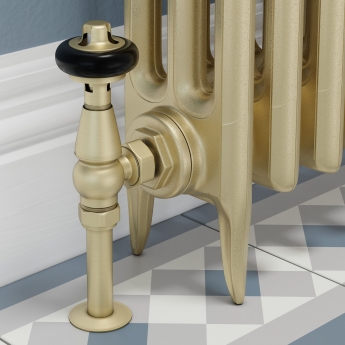 West Faringdon Angled Thermostatic Radiator Valve and Lockshield - Brushed Brass