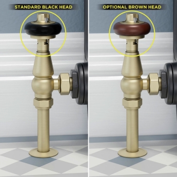West Faringdon Angled Thermostatic Radiator Valve and Lockshield - Brushed Brass | Product Image
