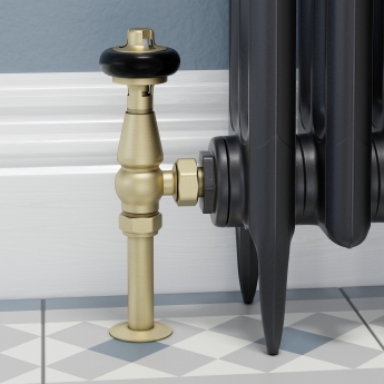 West Faringdon Angled Thermostatic Radiator Valve and Lockshield - Brushed Brass
