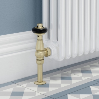 West Faringdon Angled Thermostatic Radiator Valve and Lockshield - Brushed Brass