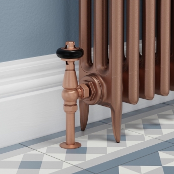 West Faringdon Angled Thermostatic Radiator Valve and Lockshield - Brushed Copper