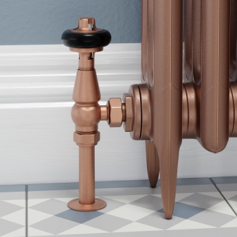 West Faringdon Angled Thermostatic Radiator Valve and Lockshield - Brushed Copper