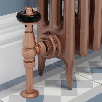 West Faringdon Angled Thermostatic Radiator Valve and Lockshield - Brushed Copper