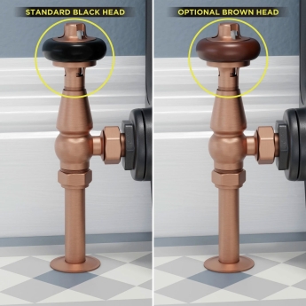 West Faringdon Angled Thermostatic Radiator Valve and Lockshield - Brushed Copper | Product Image