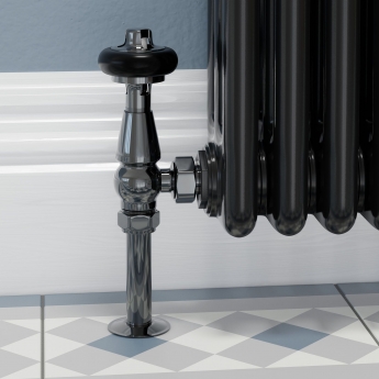 West Faringdon Angled Thermostatic Radiator Valve and Lockshield - Black Nickel