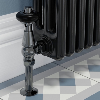 West Faringdon Angled Thermostatic Radiator Valve and Lockshield - Black Nickel