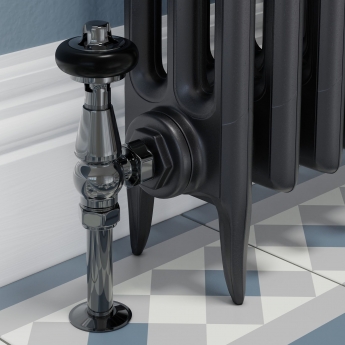 West Faringdon Angled Thermostatic Radiator Valve and Lockshield - Black Nickel