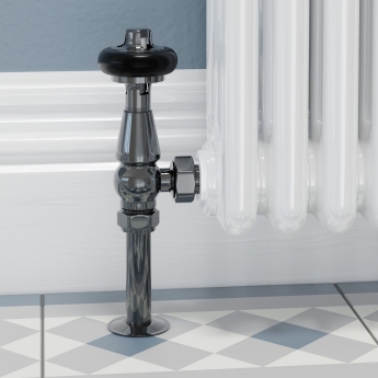 West Faringdon Angled Thermostatic Radiator Valve and Lockshield - Black Nickel