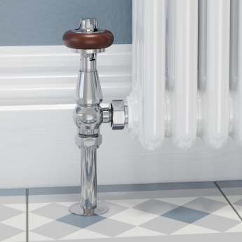 West Faringdon Angled Thermostatic Radiator Valve and Lockshield - Chrome