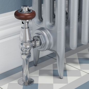 West Faringdon Angled Thermostatic Radiator Valve and Lockshield - Chrome