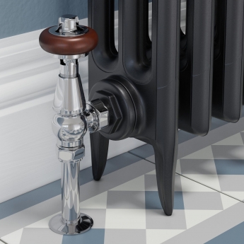 West Faringdon Angled Thermostatic Radiator Valve and Lockshield - Chrome