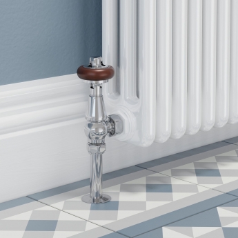 West Faringdon Angled Thermostatic Radiator Valve and Lockshield - Chrome