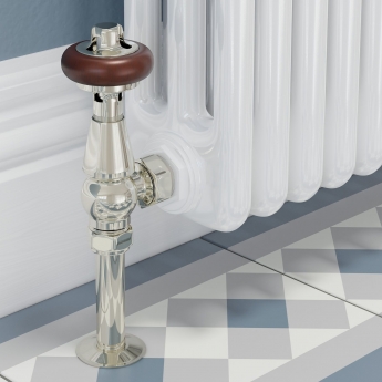 West Faringdon Angled Thermostatic Radiator Valve and Lockshield - Nickel