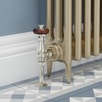 West Faringdon Angled Thermostatic Radiator Valve and Lockshield - Nickel