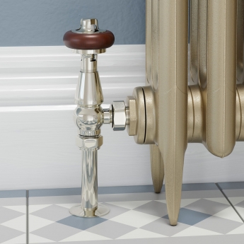 West Faringdon Angled Thermostatic Radiator Valve and Lockshield - Nickel
