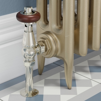 West Faringdon Angled Thermostatic Radiator Valve and Lockshield - Nickel