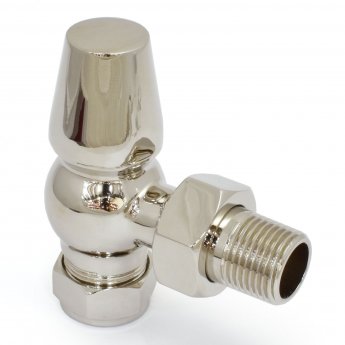 West Faringdon Angled Thermostatic Radiator Valve and Lockshield - Nickel
