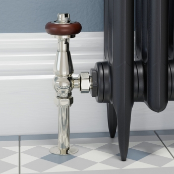West Faringdon Angled Thermostatic Radiator Valve and Lockshield - Nickel