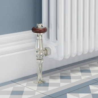 West Faringdon Angled Thermostatic Radiator Valve and Lockshield - Nickel