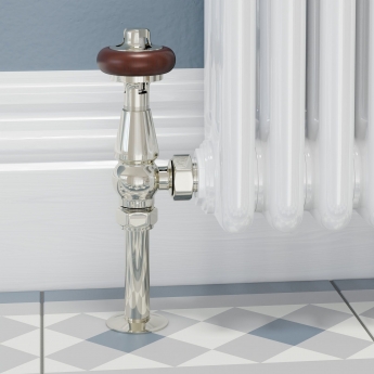 West Faringdon Angled Thermostatic Radiator Valve and Lockshield - Nickel