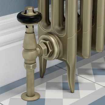 West Faringdon Angled Thermostatic Radiator Valve and Lockshield - Old English Brass