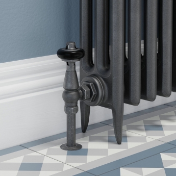 West Faringdon Angled Thermostatic Radiator Valve and Lockshield - Pewter