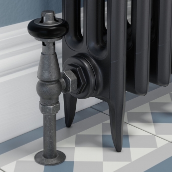 West Faringdon Angled Thermostatic Radiator Valve and Lockshield - Pewter