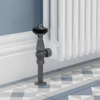West Faringdon Angled Thermostatic Radiator Valve and Lockshield - Pewter