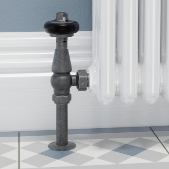 West Faringdon Angled Thermostatic Radiator Valve and Lockshield - Pewter