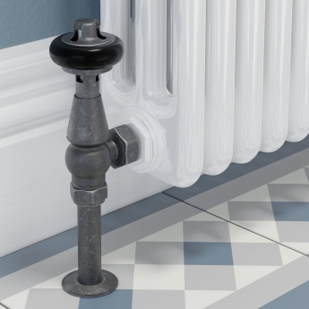 West Faringdon Angled Thermostatic Radiator Valve and Lockshield - Pewter