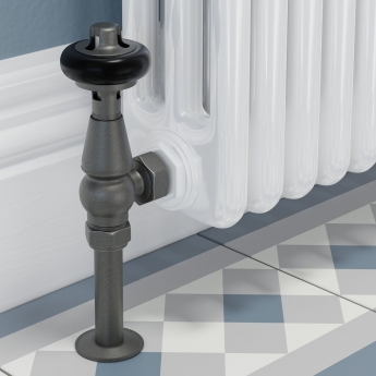 West Faringdon Angled Thermostatic Radiator Valve and Lockshield - Light Pewter