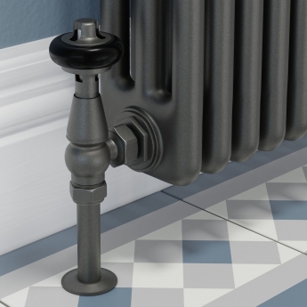 West Faringdon Angled Thermostatic Radiator Valve and Lockshield - Light Pewter