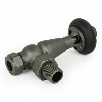 West Faringdon Angled Thermostatic Radiator Valve and Lockshield - Light Pewter