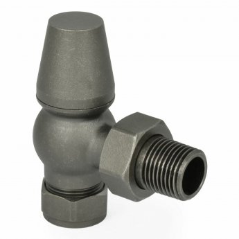 West Faringdon Angled Thermostatic Radiator Valve and Lockshield - Light Pewter
