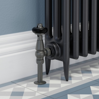 West Faringdon Angled Thermostatic Radiator Valve and Lockshield - Light Pewter