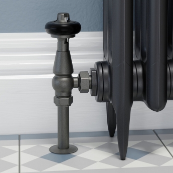 West Faringdon Angled Thermostatic Radiator Valve and Lockshield - Light Pewter
