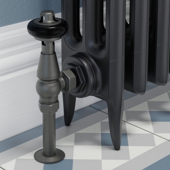 West Faringdon Angled Thermostatic Radiator Valve and Lockshield - Light Pewter