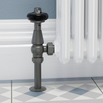 West Faringdon Angled Thermostatic Radiator Valve and Lockshield - Light Pewter