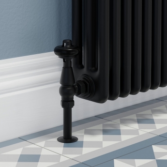 West Faringdon Angled Thermostatic Radiator Valve and Lockshield - Satin Black