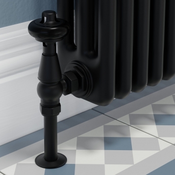 West Faringdon Angled Thermostatic Radiator Valve and Lockshield - Satin Black