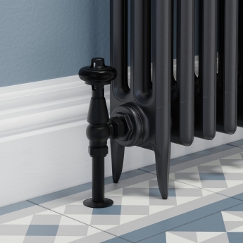 West Faringdon Angled Thermostatic Radiator Valve and Lockshield - Satin Black